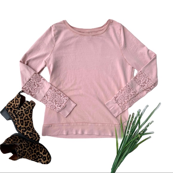 Lucky Lotus by Lucky Brand Lace Sleeve Sweatshirt - Picture 12 of 12